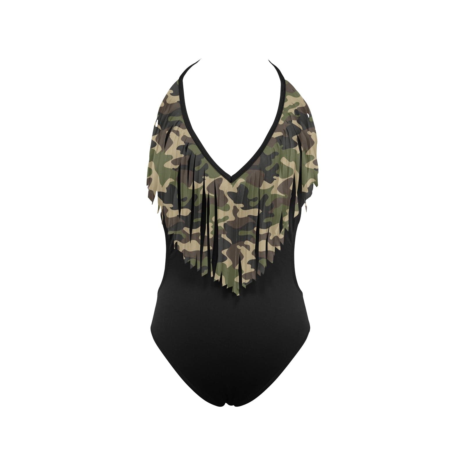 Camouflage Print Women's Fringe Swimsuit Women's Fringe Swimsuit (S32) Pioneer Kitty Market   