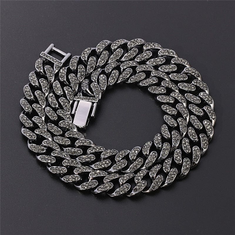 Men's Iced Out Gun Black Chain Necklace  Pioneer Kitty Market   