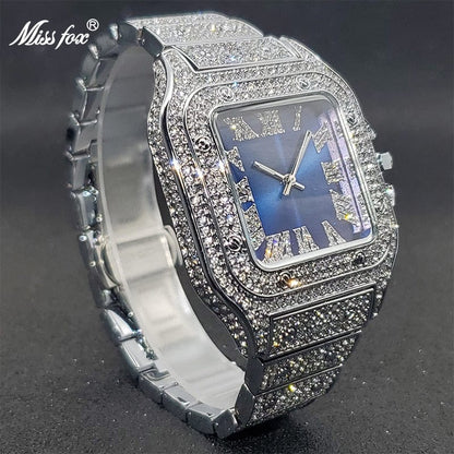Men's Ice Out Diamond Square Watch by Miss Fox