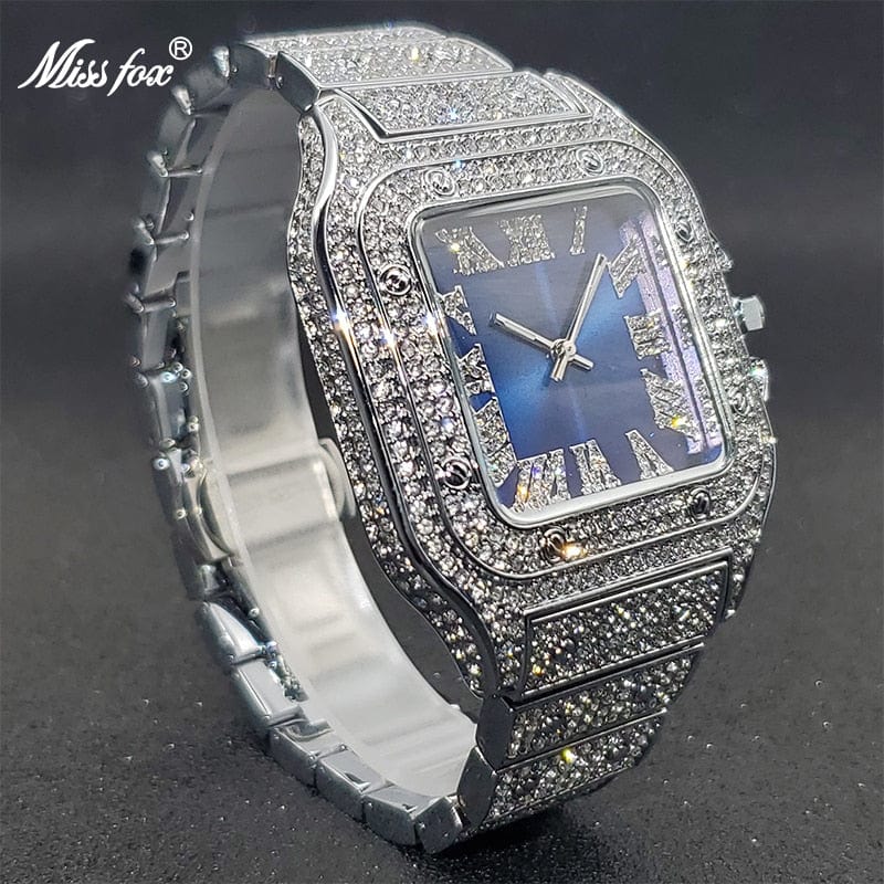 Men's Ice Out Diamond Square Watch by Miss Fox  Pioneer Kitty Market   