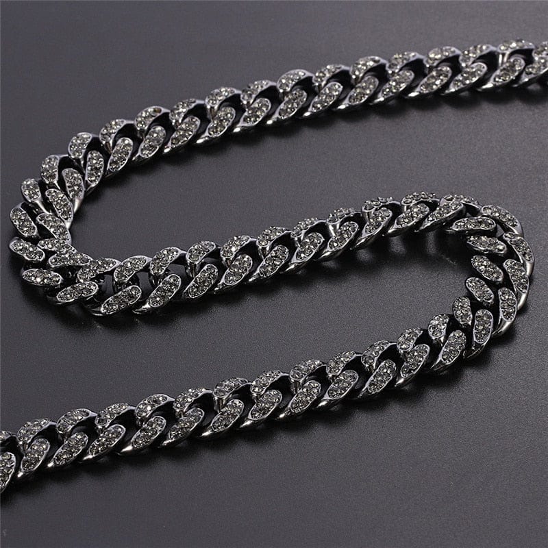 Men's Iced Out Gun Black Chain Necklace