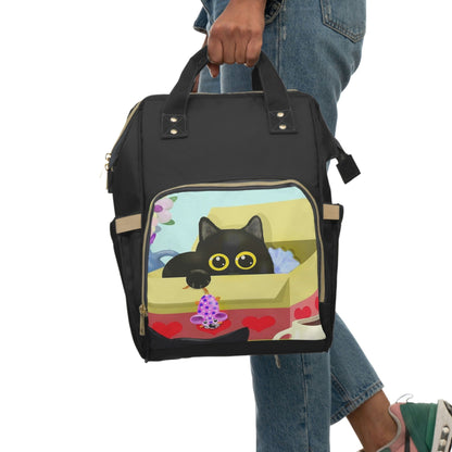 Mousey Cat Multifunctional Diaper Backpack Bag Bags Printify   