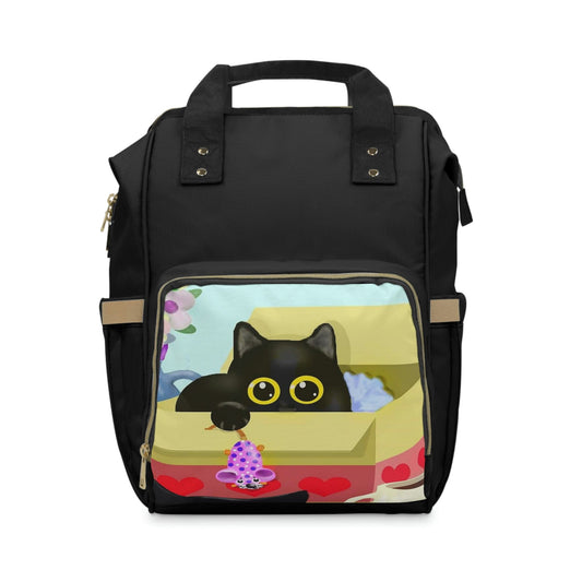 Mousey Cat Multifunctional Diaper Backpack Bag Bags Pioneer Kitty Market 15.0" × 10.8" × 6.7''  