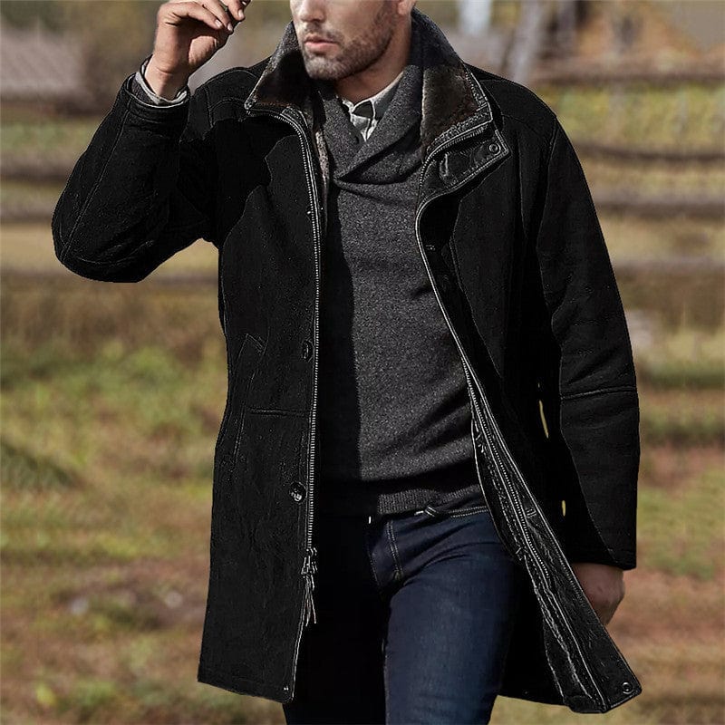 Men's Mid-Length Lightweight Woven Coat  kakaclo Black S 