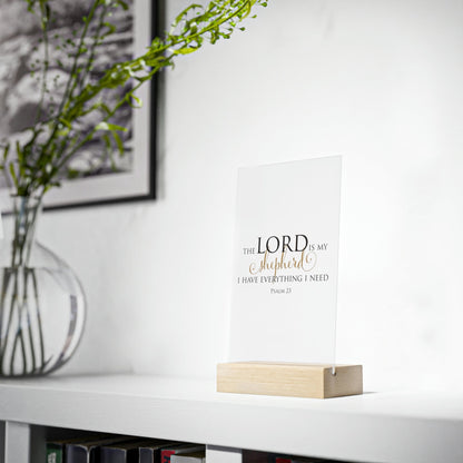 The Lord is My Shepherd Acrylic Sign with Wooden Stand Home Decor Printify   