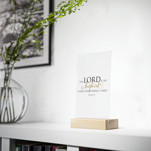 The Lord is My Shepherd Acrylic Sign with Wooden Stand