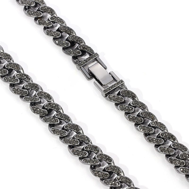 Men's Iced Out Gun Black Chain Necklace  Pioneer Kitty Market   