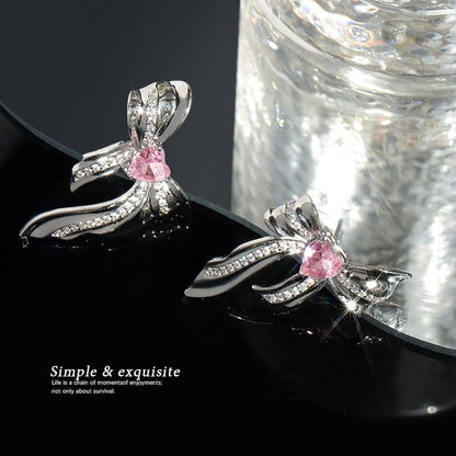 Women's Sweet Pink Metal Pretty Bow Earrings Jewelry Pioneer Kitty Market   
