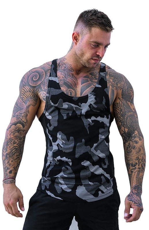 Men's Camouflage Print Breathable Quick Dry Tank Top  Pioneer Kitty Market Grey M 