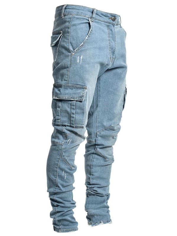 Men's Cargo-Style Skinny Fit Denim Jeans  kakaclo   