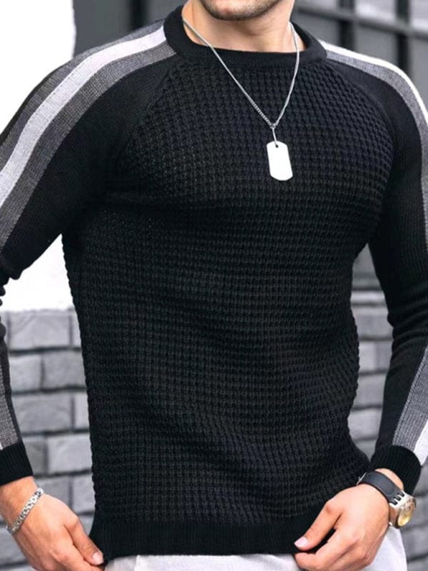 Men's Round Neck Color Contrast Sweater  Pioneer Kitty Market   