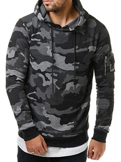 Men's Camouflage Long-Sleeved Hoodie  kakaclo Grey M 