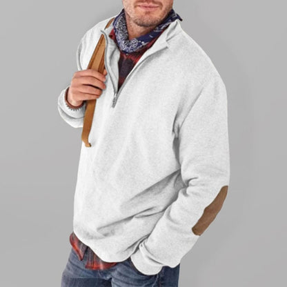 Men's Casual Zipper Pullover Sweatshirt  kakaclo White S 