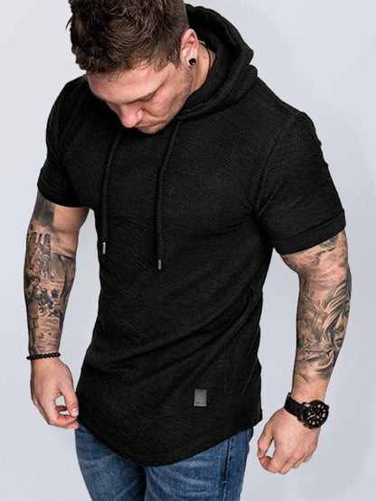 Men's Short-Sleeved Hoodie T-shirt  kakaclo Black M 
