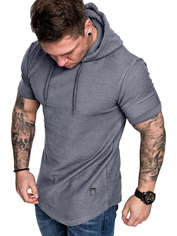 Men's Short-Sleeved Hoodie T-shirt  kakaclo Grey M 