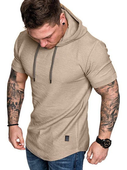 Men's Short-Sleeved Hoodie T-shirt  kakaclo Khaki M 