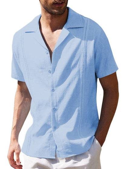 Men's Cuban Guayabera Short Sleeve Beach Shirt  Pioneer Kitty Market White S 