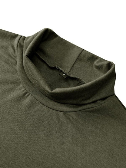 Men's Solid Print Turtleneck Short-Sleeved Shirt