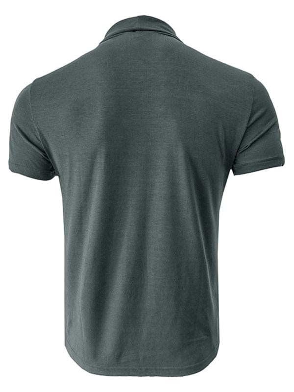 Men's Solid Print Turtleneck Short-Sleeved Shirt