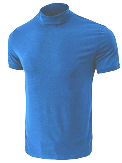 Men's Solid Print Turtleneck Short-Sleeved Shirt  Pioneer Kitty Market   