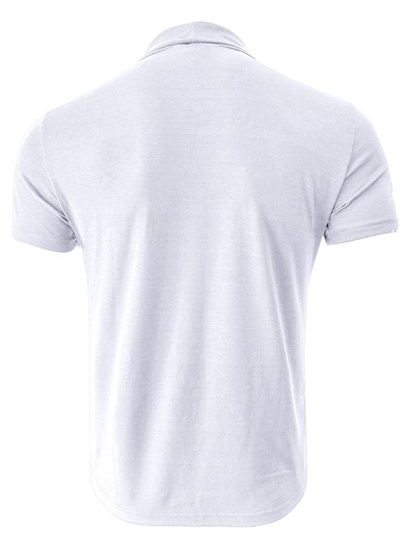 Men's Solid Print Turtleneck Short-Sleeved Shirt  kakaclo   