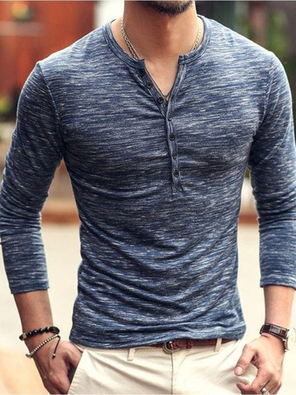 Men's Slub Silk Long-Sleeved Shirt  kakaclo Blue S 