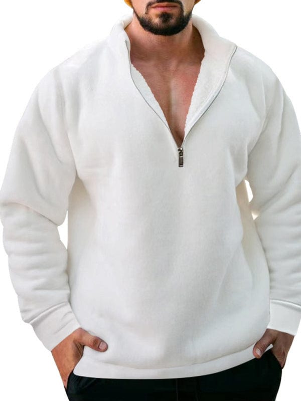 Men's Fleece Stand Collar Zipper Hoodie Sweatshirt  kakaclo   