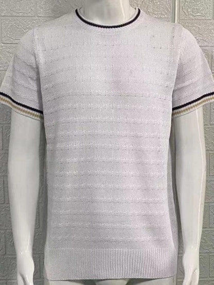 Men's Round Neck Short Sleeve Knitted T-shirt  Pioneer Kitty Market   
