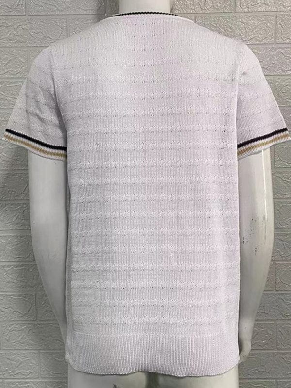 Men's Round Neck Short Sleeve Knitted T-shirt  Pioneer Kitty Market   