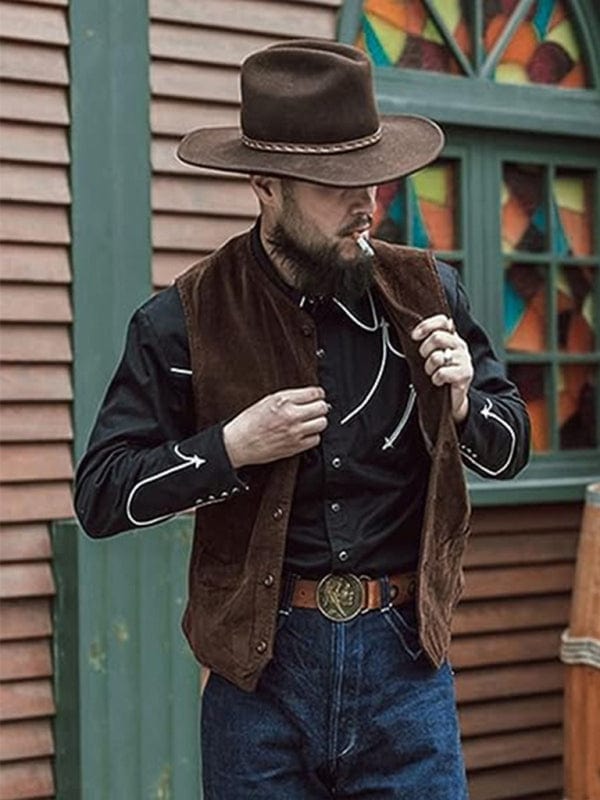 Men's Solid Color Casual V-neck Slim Retro Vest Jackets Pioneer Kitty Market   