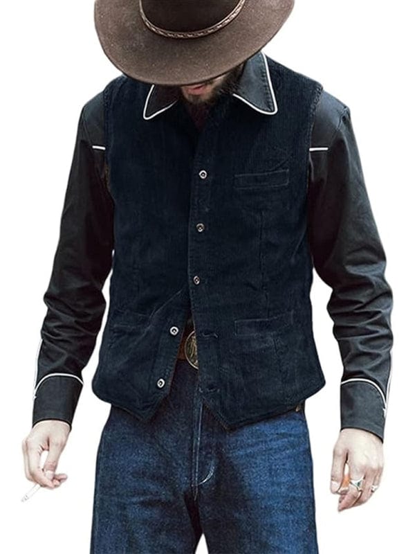 Men's Solid Color Casual V-neck Slim Retro Vest Jackets kakaclo Champlain M 