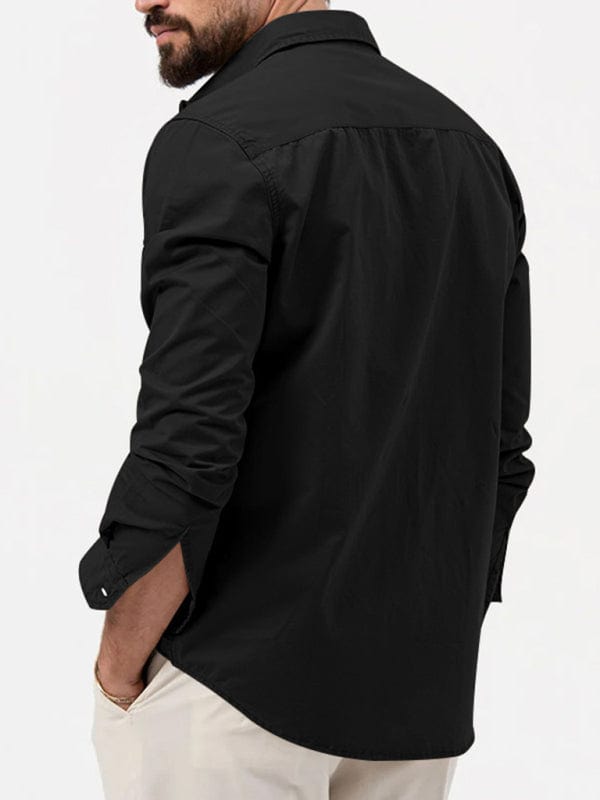 Men's Multi-Pocket Casual Long-Sleeved Shirt  kakaclo   
