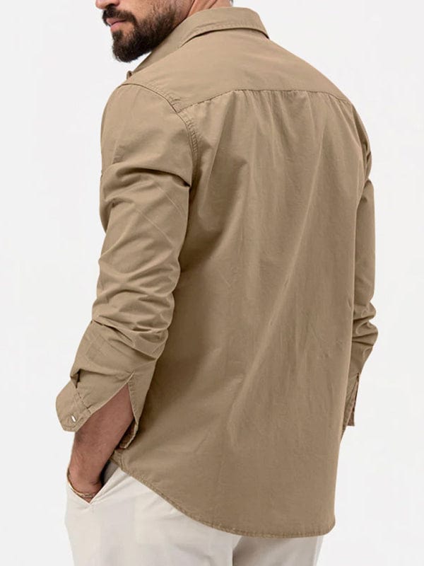 Men's Multi-Pocket Casual Long-Sleeved Shirt  Pioneer Kitty Market   
