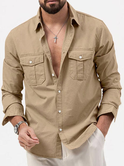 Men's Multi-Pocket Casual Long-Sleeved Shirt  Pioneer Kitty Market   