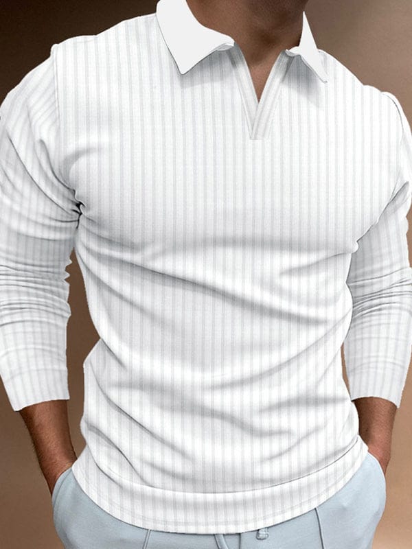 Men's Vertical Long-Sleeved Polo Shirt  Pioneer Kitty Market White S 