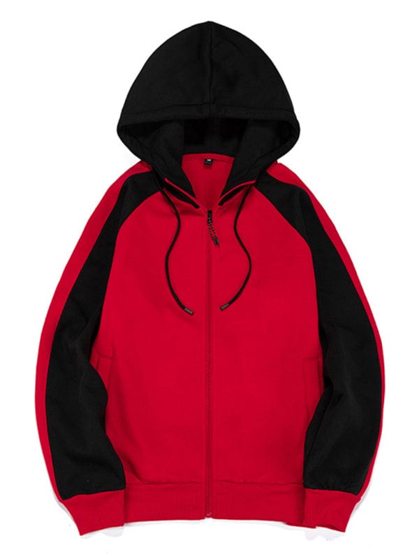 Men's Color Contrast Zipper Hoodie Jacket