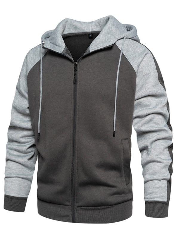 Men's Color Contrast Zipper Hoodie Jacket  kakaclo   