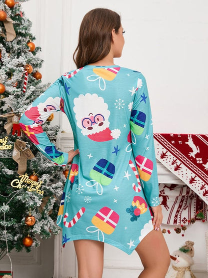 Women's Christmas Theme Print Pajama Mini Dress  kakaclo   